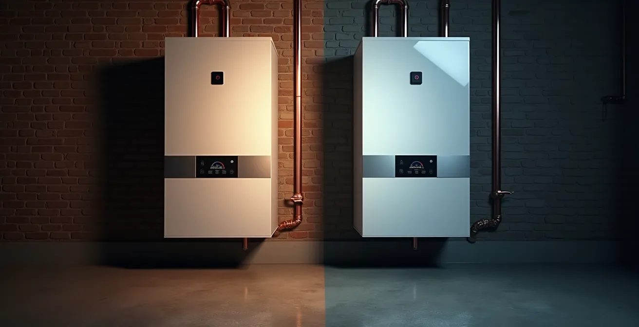 Visual comparison of modulating versus non-modulating boiler operation with smart thermostat