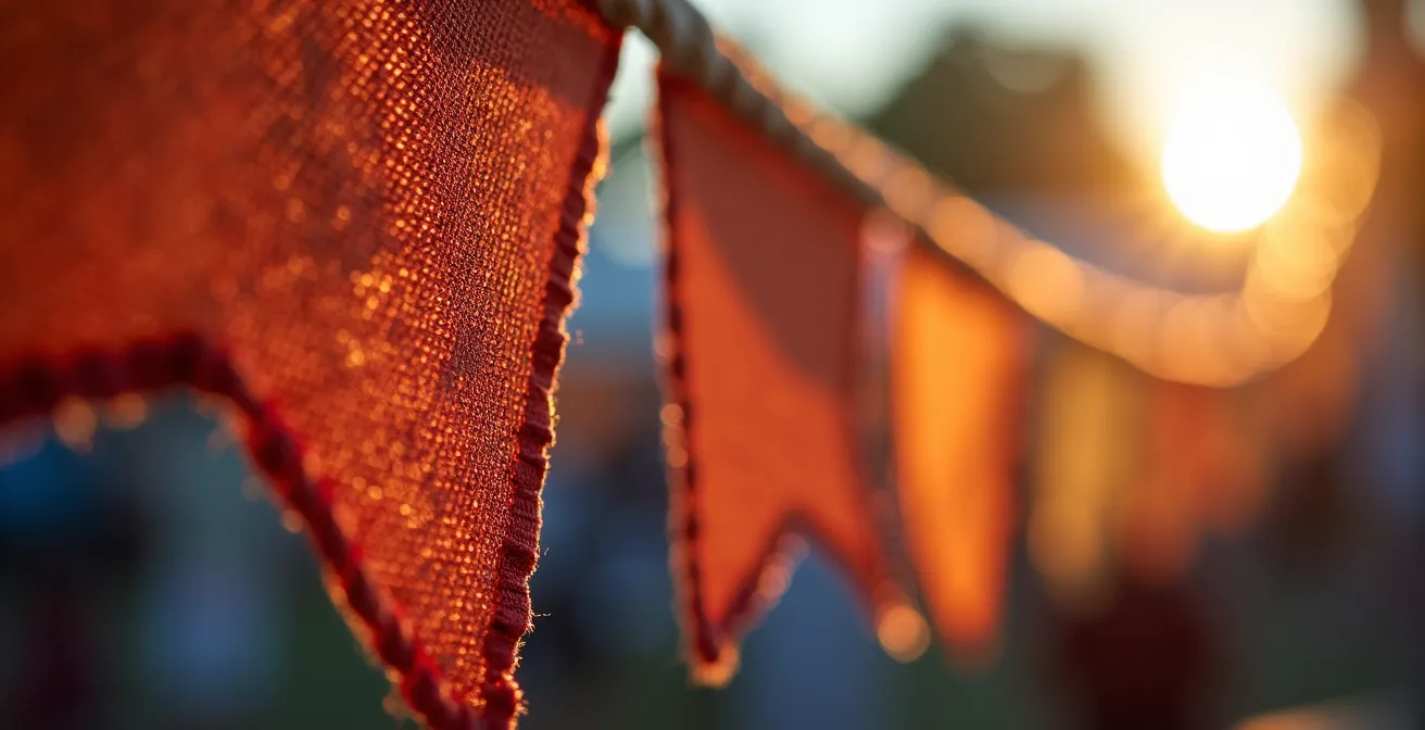 Community gathering at an outdoor arts festival in an English town