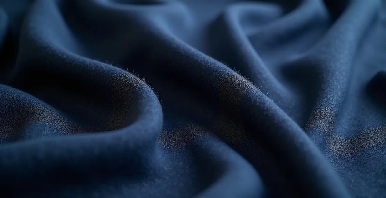 Extreme close-up of high-twist wool fabric showing fine weave structure