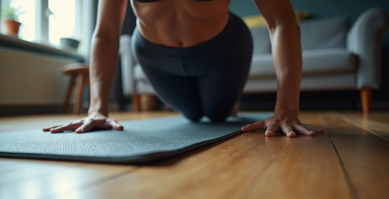 Person performing a resistance band glute bridge in a compact UK living space