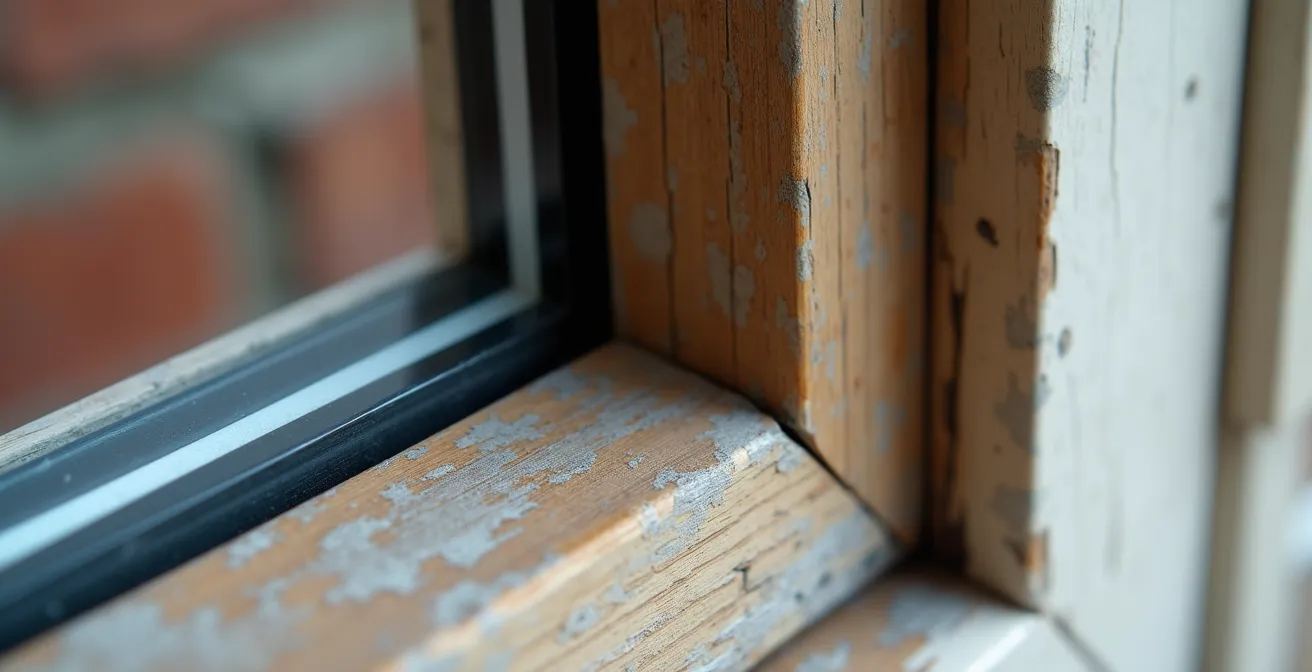 Close-up detail of slimline double glazing installation in a traditional Victorian sash window